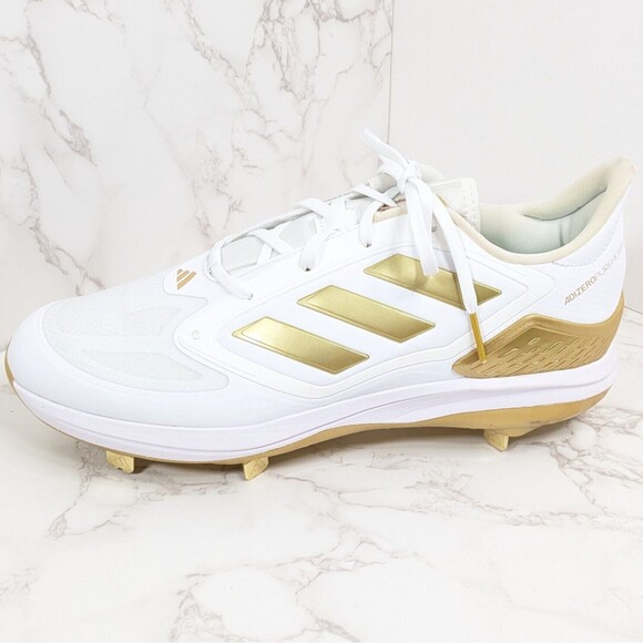 adidas Women's adizero PureHustle 3 Elite Metal Softball Cleats White/Gold 13 - Picture 1 of 12